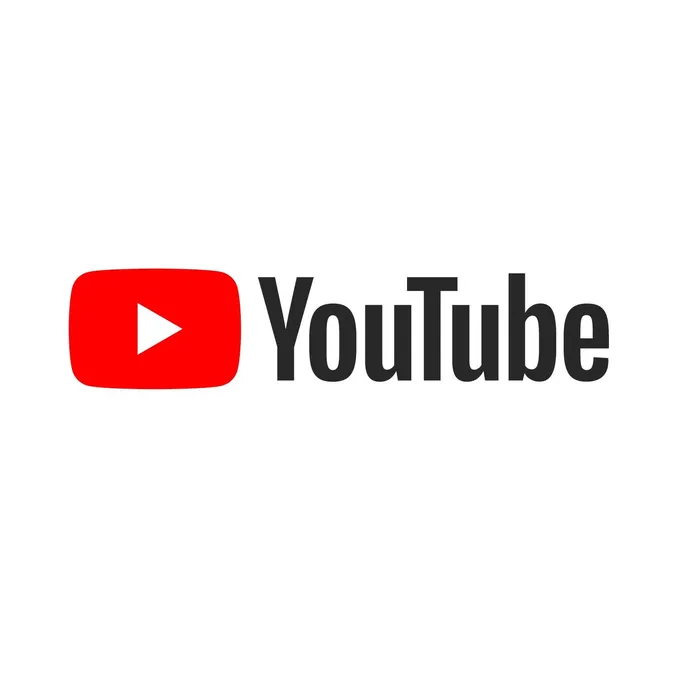 YouTube logo featuring a red play button icon and the word “YouTube” on a white background.