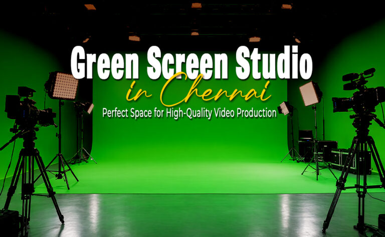 Green Screen Studio in Chennai with large chroma background and lighting setup for video production