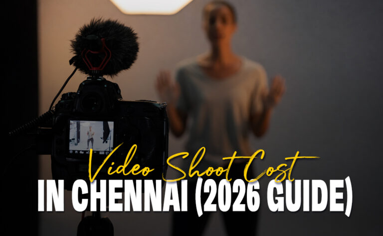 Professional video production team discussing shoot plan at Scrollywood Studios Chennai